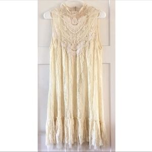 Ivory High Neck Crochet Areve Lace dress